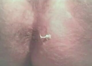 Hairy asshole shitting after the close penetration